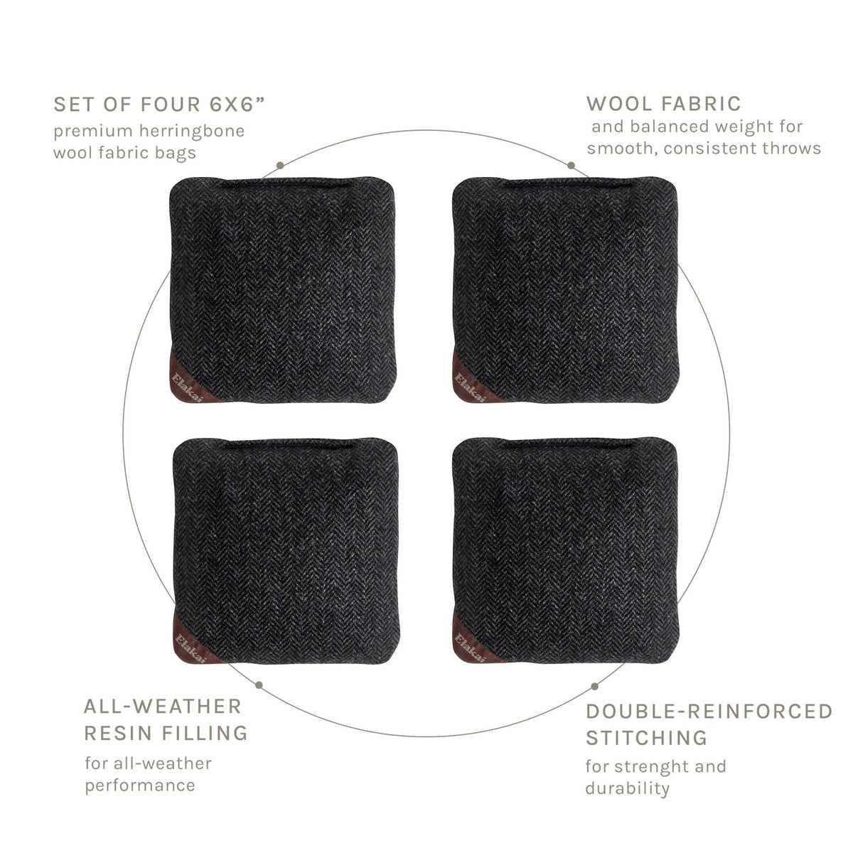 6-in Herringbone Cornhole Bags | Premium All-Weather Collection