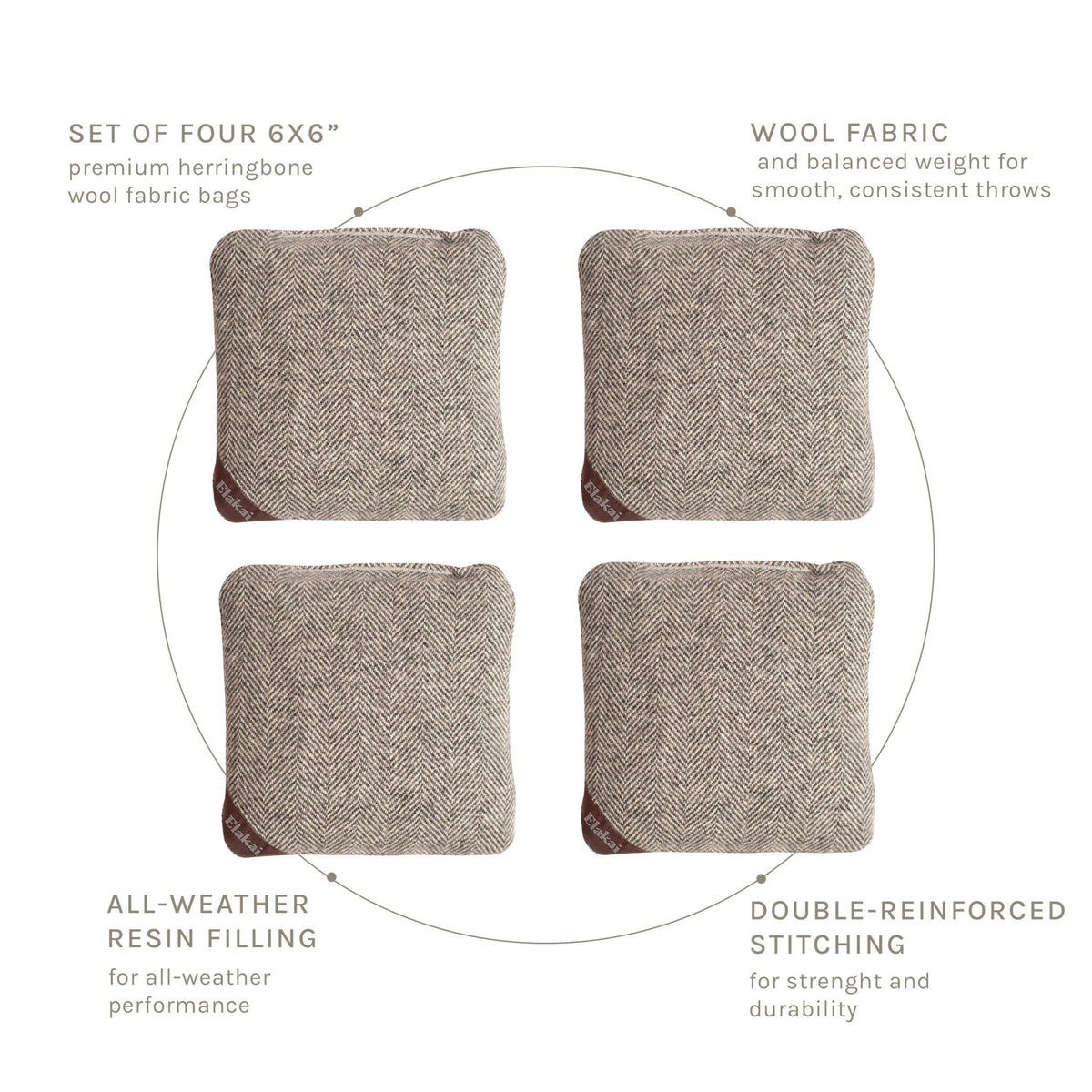 6-in Herringbone Cornhole Bags | Premium All-Weather Collection