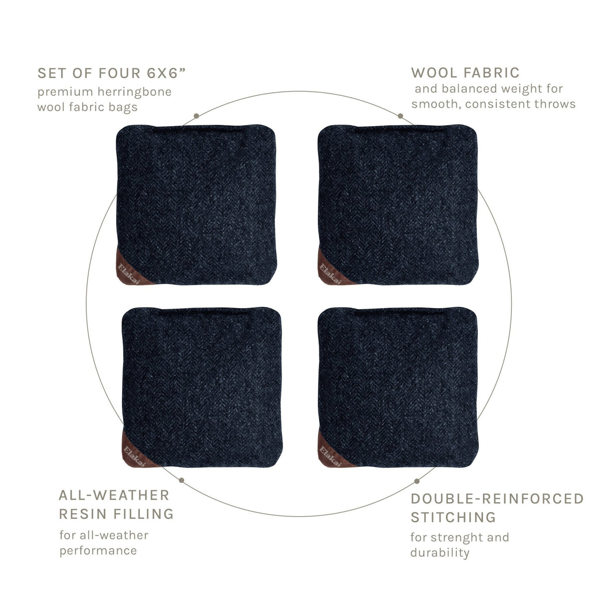 6-in Herringbone Cornhole Bags | Premium All-Weather Collection
