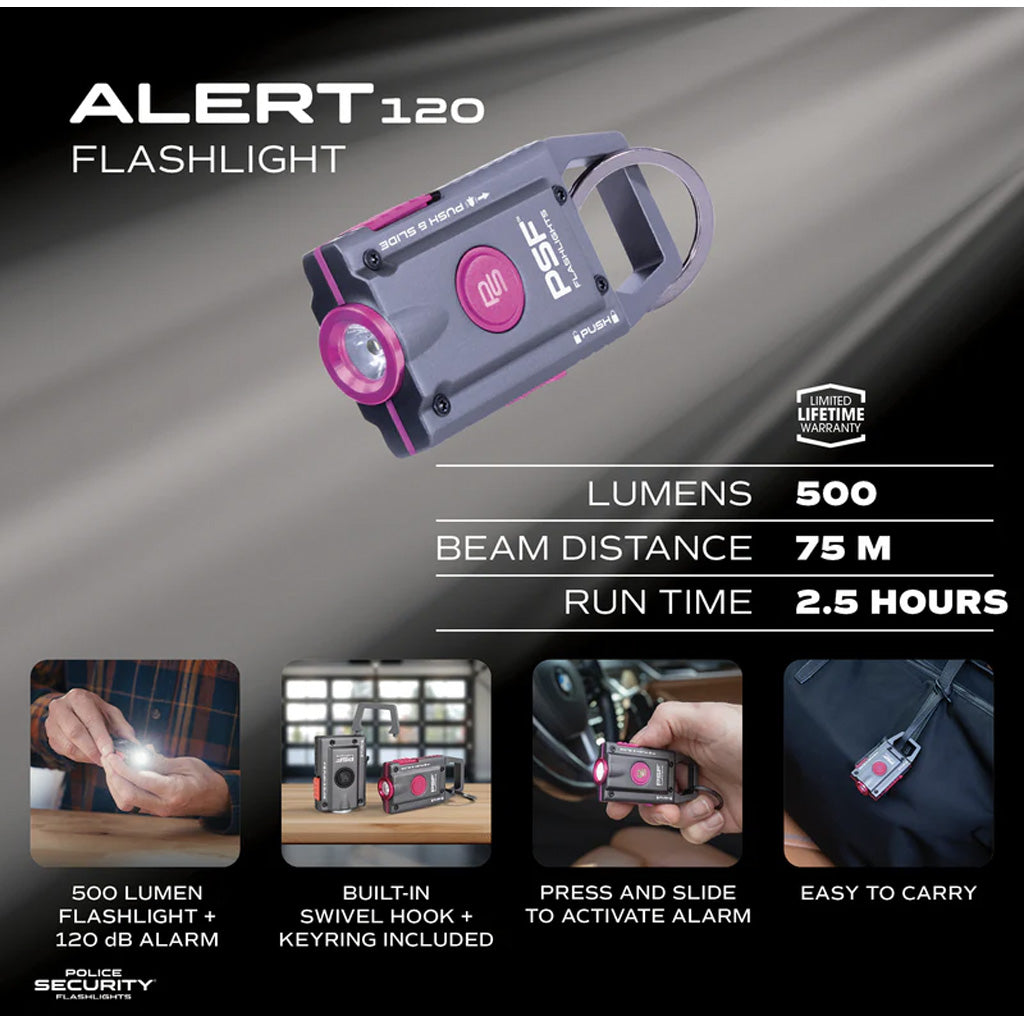 Police Security Alert 120 Personal Alarm Light 500 Lumens
