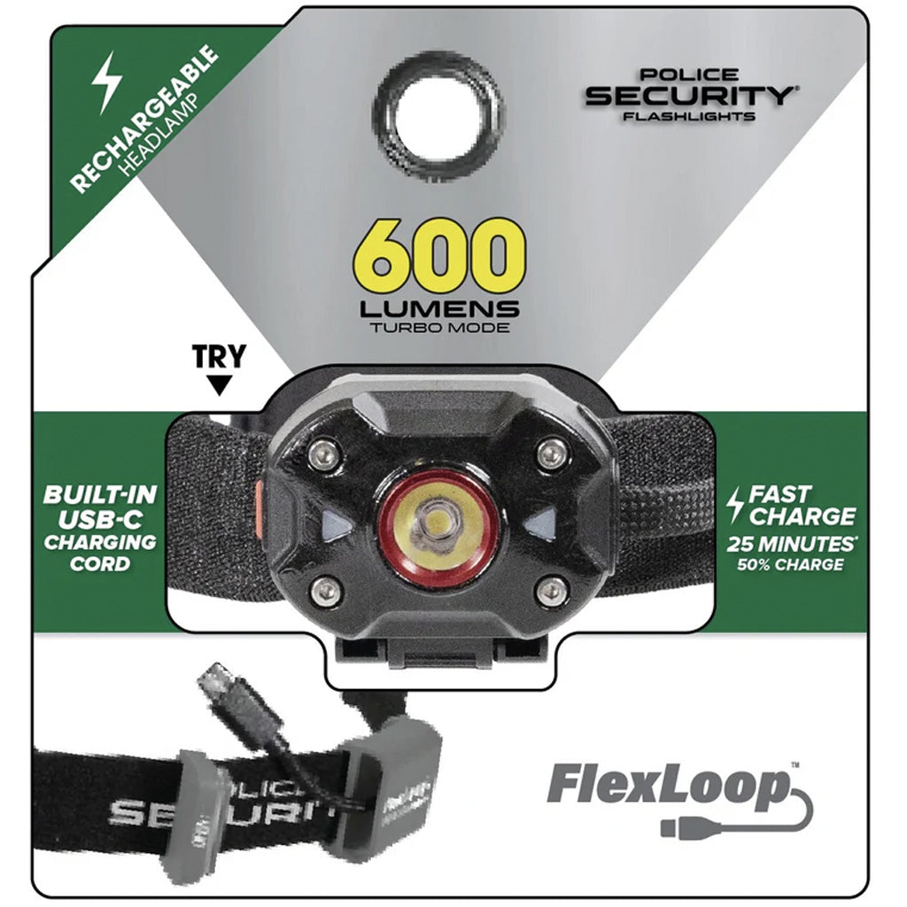 Police Security FlexLoop Mini Headlamp 600 Lumens