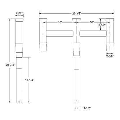 TACO Deluxe Trident Rod Holder Cluster Straight [F31-0780BXY-1]