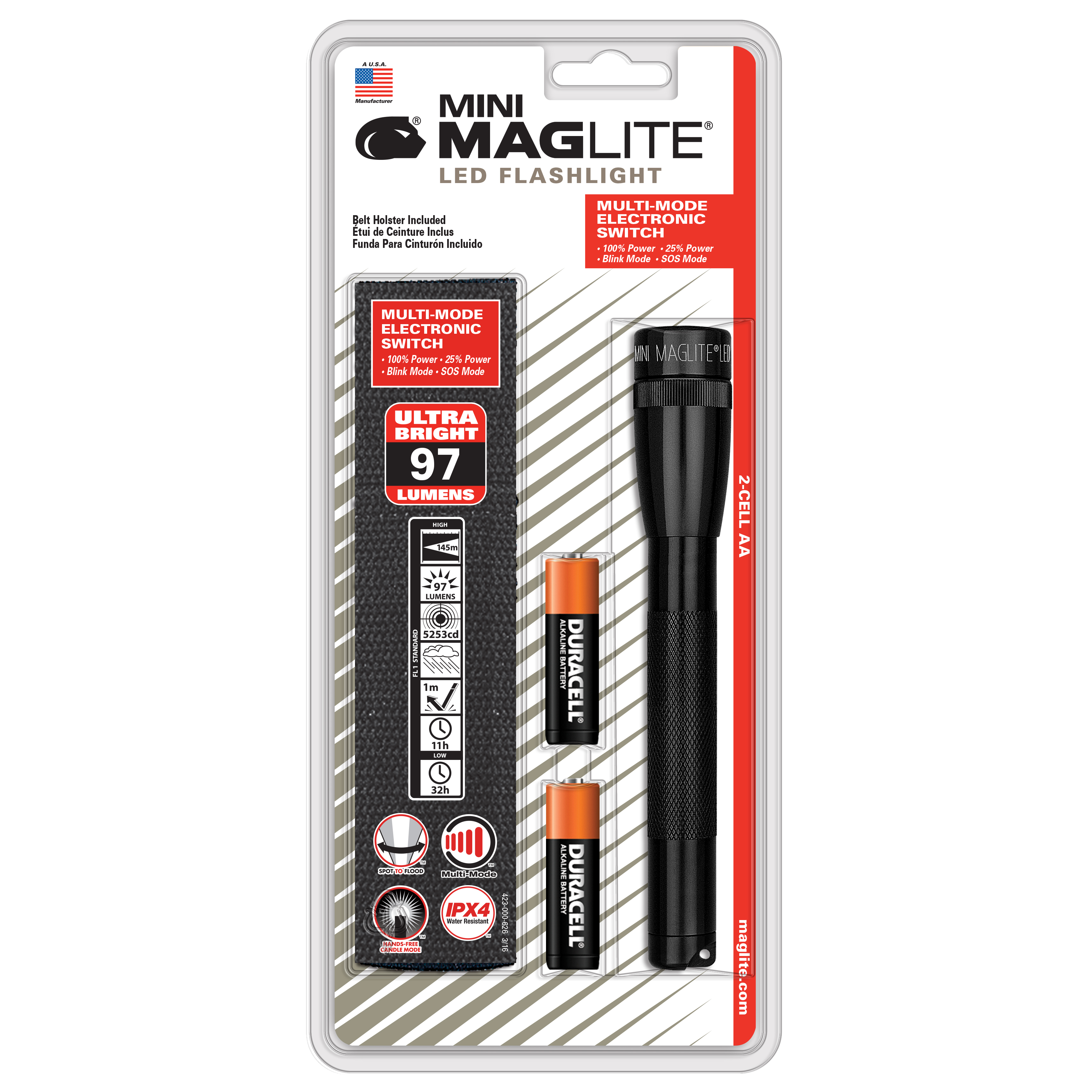 SP22 Mini Maglite 2 AA-Cell LED Flashlight w/ Holster