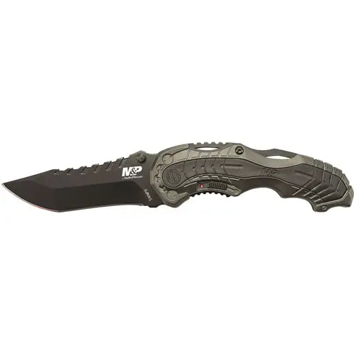 M&amp;P M.A.G.I.C. Assist Liner Lock 4034 Stainless Steel Blade Gray Aluminum Handle w/Side Safety &amp; Pocket Clip