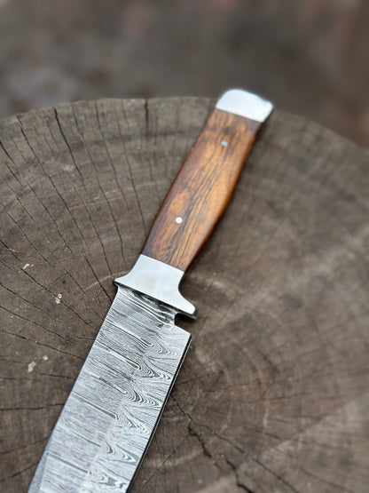 European Carving Knife Damascus Blade Wooden Handle Fixed Blade Tool