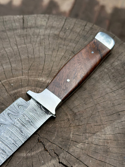European Carving Knife Damascus Blade Wooden Handle Fixed Blade Tool
