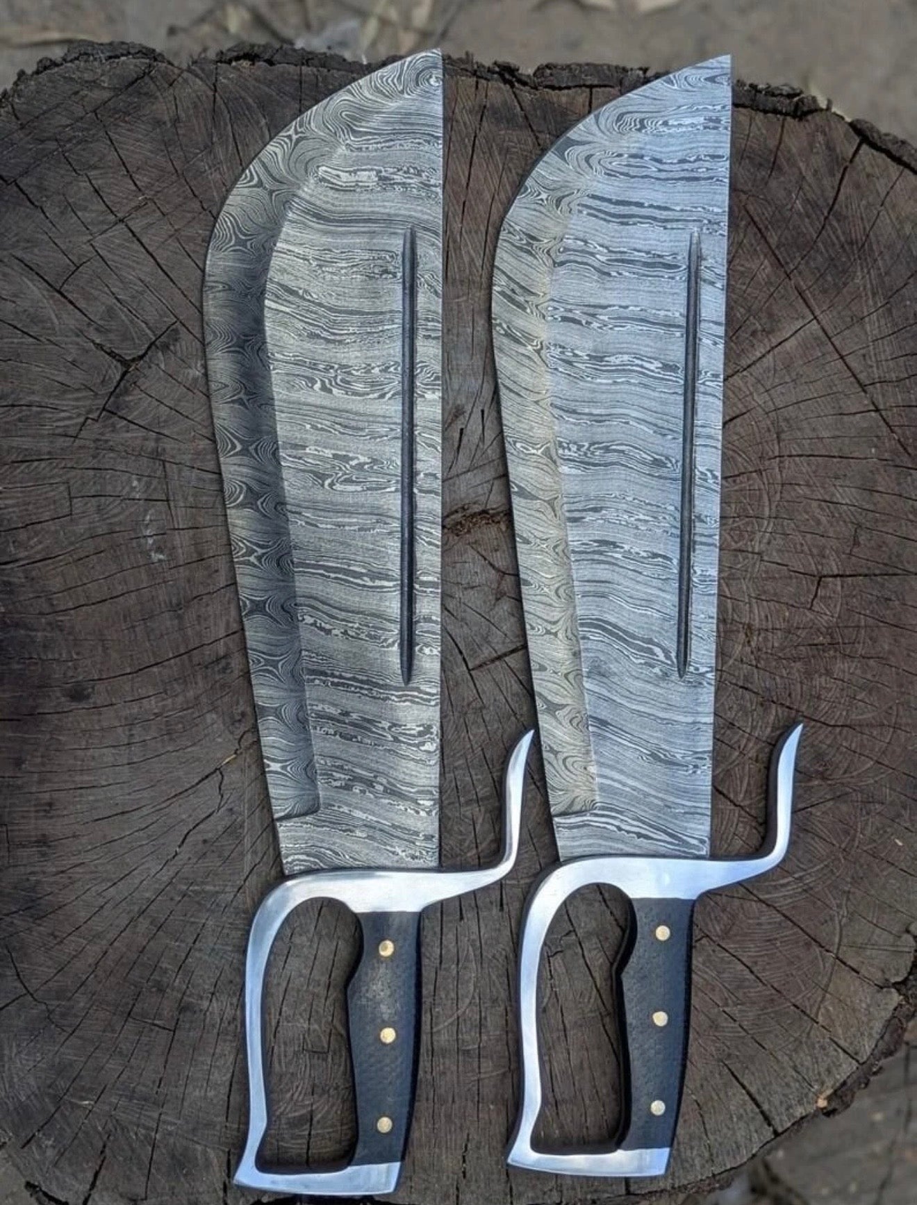Wing Chun Butterfly Swords with Wood Grain Damascus Blades