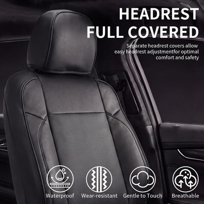 Umbrauto Seat Covers for Toyota Tacoma 2016-2023 Double &amp; Crew Cab,Nappa Leather, 3D Laser-Scan Custom Fit, Waterproof, Easy-Clean, Full Coverage, Airbag Compatible, Pet &amp; Scratch Protection