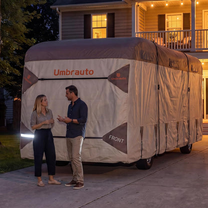 Umbrauto Class A RV Cover Upgraded Heavy Duty 7 Layers Top Windproof Breathable Class A Motorhome Camper Cover,Khaki