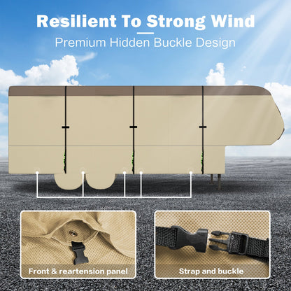 Umbrauto Umbrauto 5th Wheel RV Cover | 7-Layer Waterproof &amp; UV-Proof Camper Trailer Cover with Tire Covers, Tongue Jack Cover &amp; Windproof Ropes