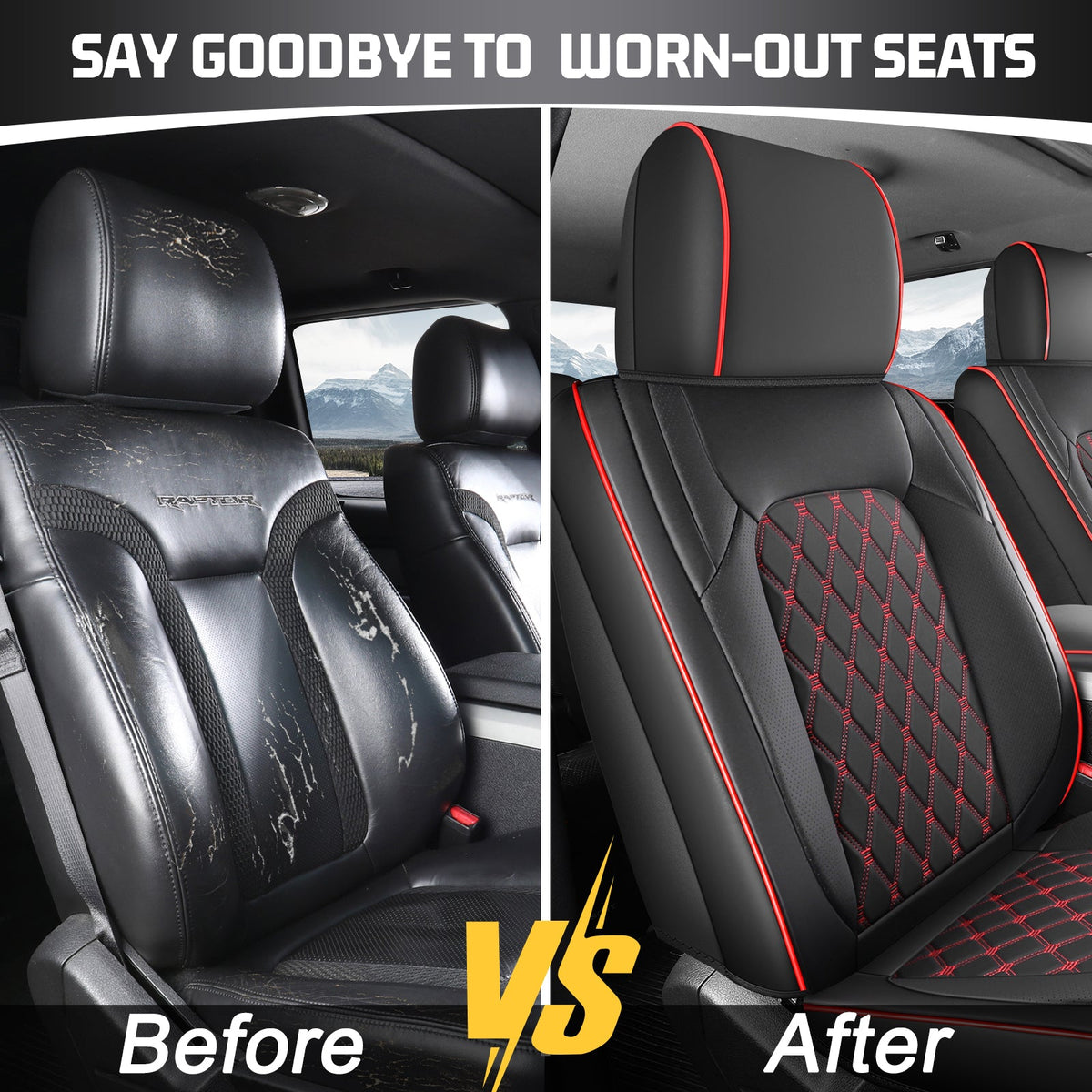 Umbrauto Leather Seat Covers for Silverado/Sierra, Waterproof Custom Full Set Seatcovers for Chevy Silverado/GMC Sierra 2007-2013 &amp; 2019-2026 1500, 2020-2026 2500HD 3500HD Crew/Double/Extended Cab