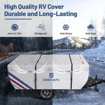 Umbrauto Pop Up Camper Cover, Folding Tent Trailers, 300D Silver Oxford, Waterproof, Windproof, Sun-Resistant, Tear-Resistant, Heavy-Duty RV Cover with Straps &amp; Air Vents