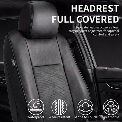 Umbrauto Car Seat Covers for Toyota Tacoma 2005-2015 Double &amp; Crew Cab,Nappa Leather, 3D Laser-Scan Custom Fit, Waterproof, Easy-Clean, Full Coverage, Airbag Compatible, Pet &amp; Scratch Protection