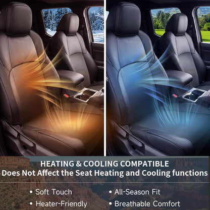 Truck Seat Covers for Toyota Tacoma 2024-2026 Double Cab, Nappa Leather, 3D Laser-Scan Custom Fit, Waterproof, Easy-Clean, Full Coverage, Airbag Compatible, Pet &amp; Scratch Protection