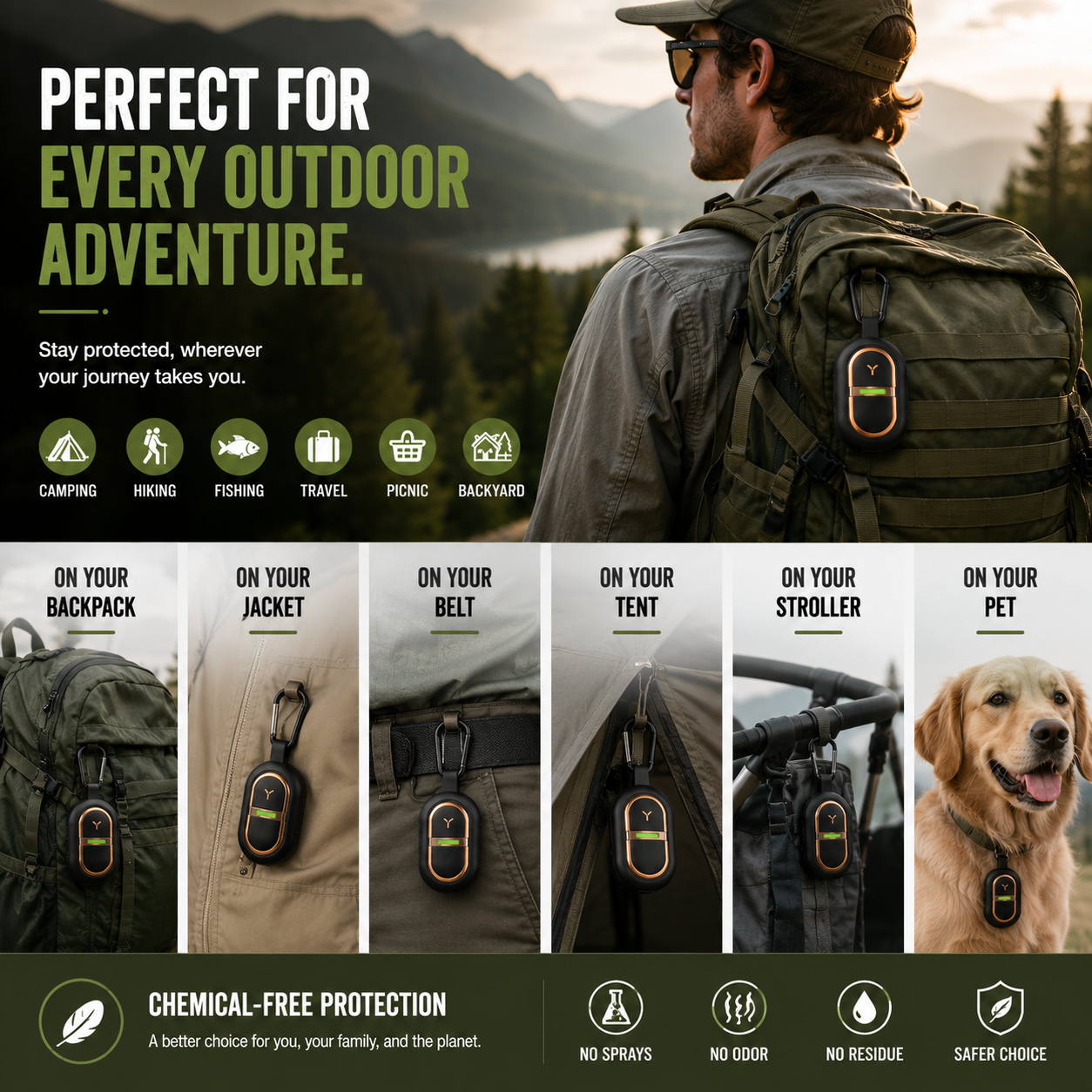 LITEGUEST USB Clip-On Mosquito Repellent – Outdoor Protection