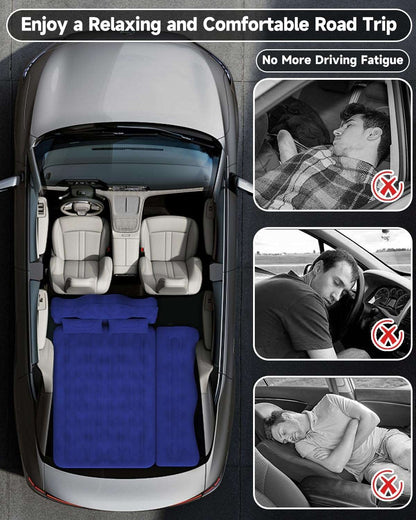 Umbrauto 29.53in/75cm Wide Car Air Mattress Inflatable SUV, Truck &amp; Van Back Seat Camping Bed with Pump &amp; Pillows, Navy