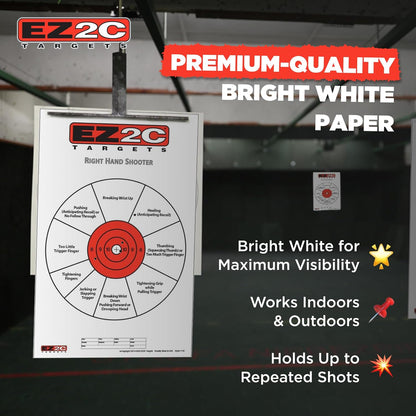 EZ2C Right Hand/Left Hand Diagnostic Training Paper Target 11”x17” USA MADE Style 11