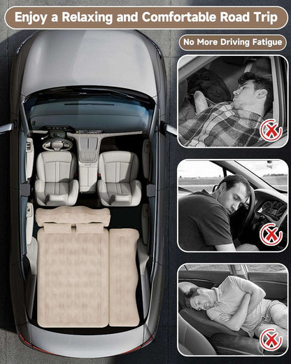 Umbrauto 29.53in/75cm Wide Car Air Mattress Inflatable SUV, Truck &amp; Van Back Seat Camping Bed with Pump &amp; Pillows, Beige