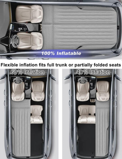 Umbrauto 63in Extended SUV Mattress Quick Inflate, Includes Pump &amp; 2 Pillows,Grey