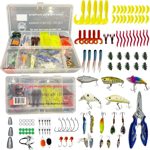 HungryFish Complete Fishing Tackle Kit with 120 Pieces