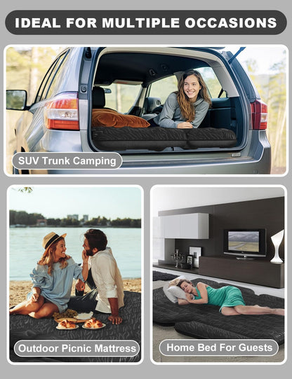 Umbrauto 63in Extended SUV Mattress Quick Inflate, Includes Pump &amp; 2 Pillows,Grey