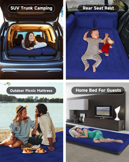 Umbrauto 29.53in/75cm Wide Car Air Mattress Inflatable SUV, Truck &amp; Van Back Seat Camping Bed with Pump &amp; Pillows, Navy