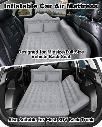 Umbrauto 29.53in/75cm Wide Car Air Mattress Inflatable SUV, Truck &amp; Van Back Seat Camping Bed with Pump &amp; Pillows, Gray