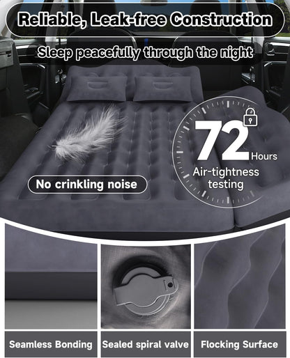 Umbrauto 29.53in/75cm Wide Car Air Mattress Inflatable SUV, Truck &amp; Van Back Seat Camping Bed with Pump &amp; Pillows,Black