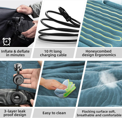 Umbrauto 63in Extended SUV Mattress Quick Inflate, Includes Pump &amp; 2 Pillows£¬Teal