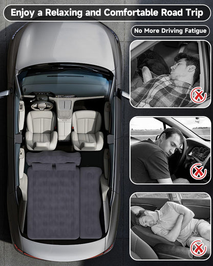 Umbrauto 29.53in/75cm Wide Car Air Mattress Inflatable SUV, Truck &amp; Van Back Seat Camping Bed with Pump &amp; Pillows,Black