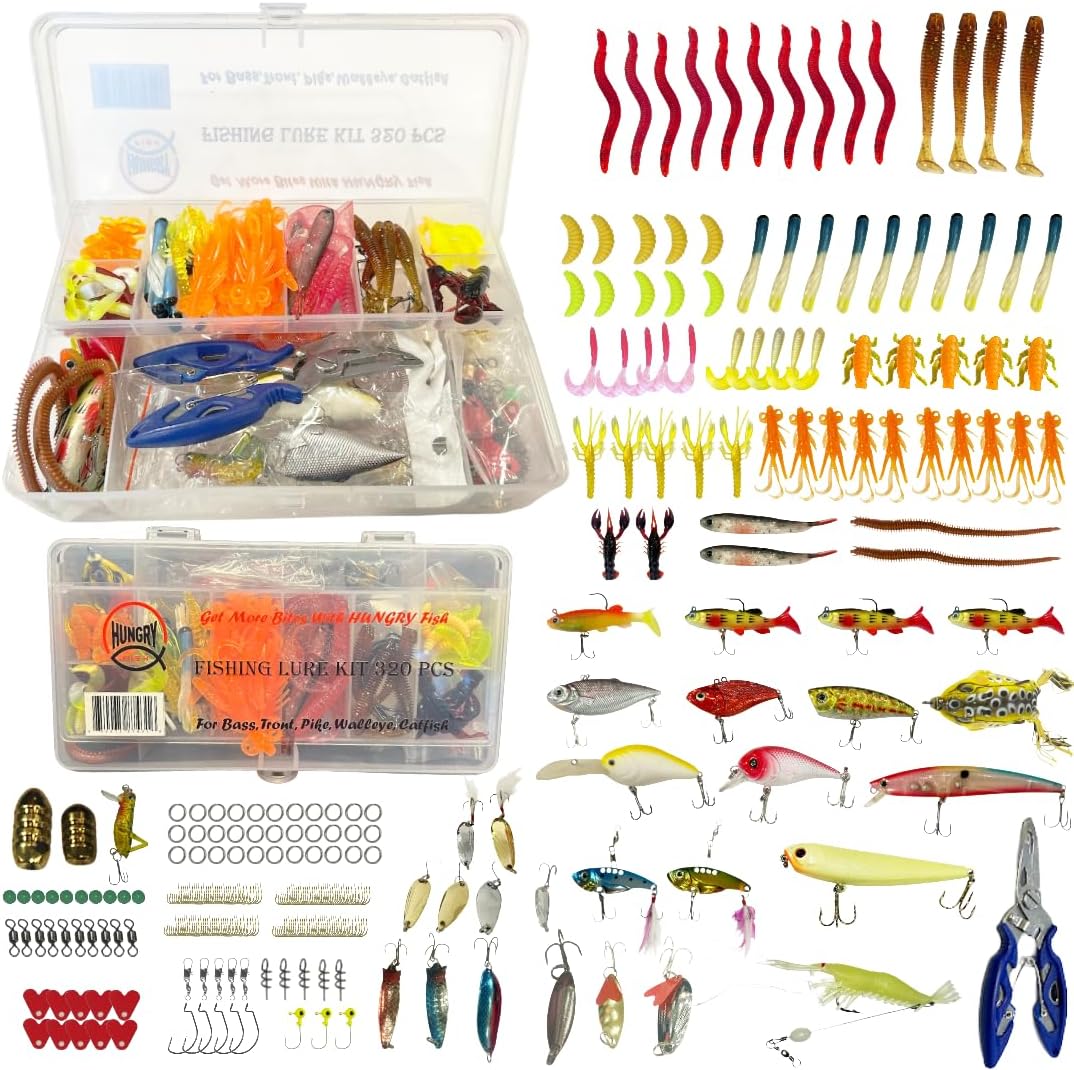 HungryFish Complete Fishing Tackle Kit with 320 Pieces