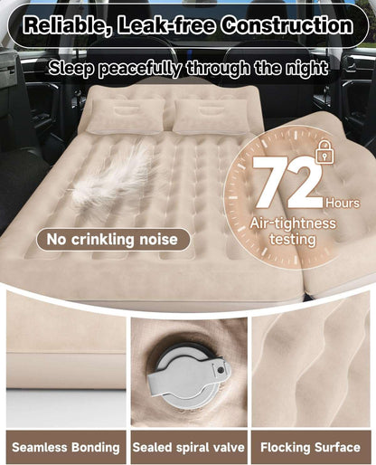 Umbrauto 29.53in/75cm Wide Car Air Mattress Inflatable SUV, Truck &amp; Van Back Seat Camping Bed with Pump &amp; Pillows, Beige