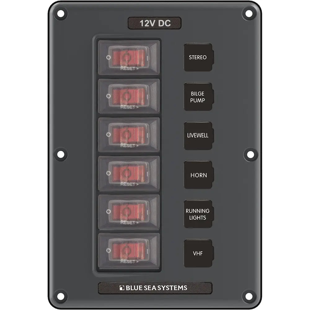 Blue Sea 4322 Circuit Breaker Switch Panel 6 Position - Gray [4322]