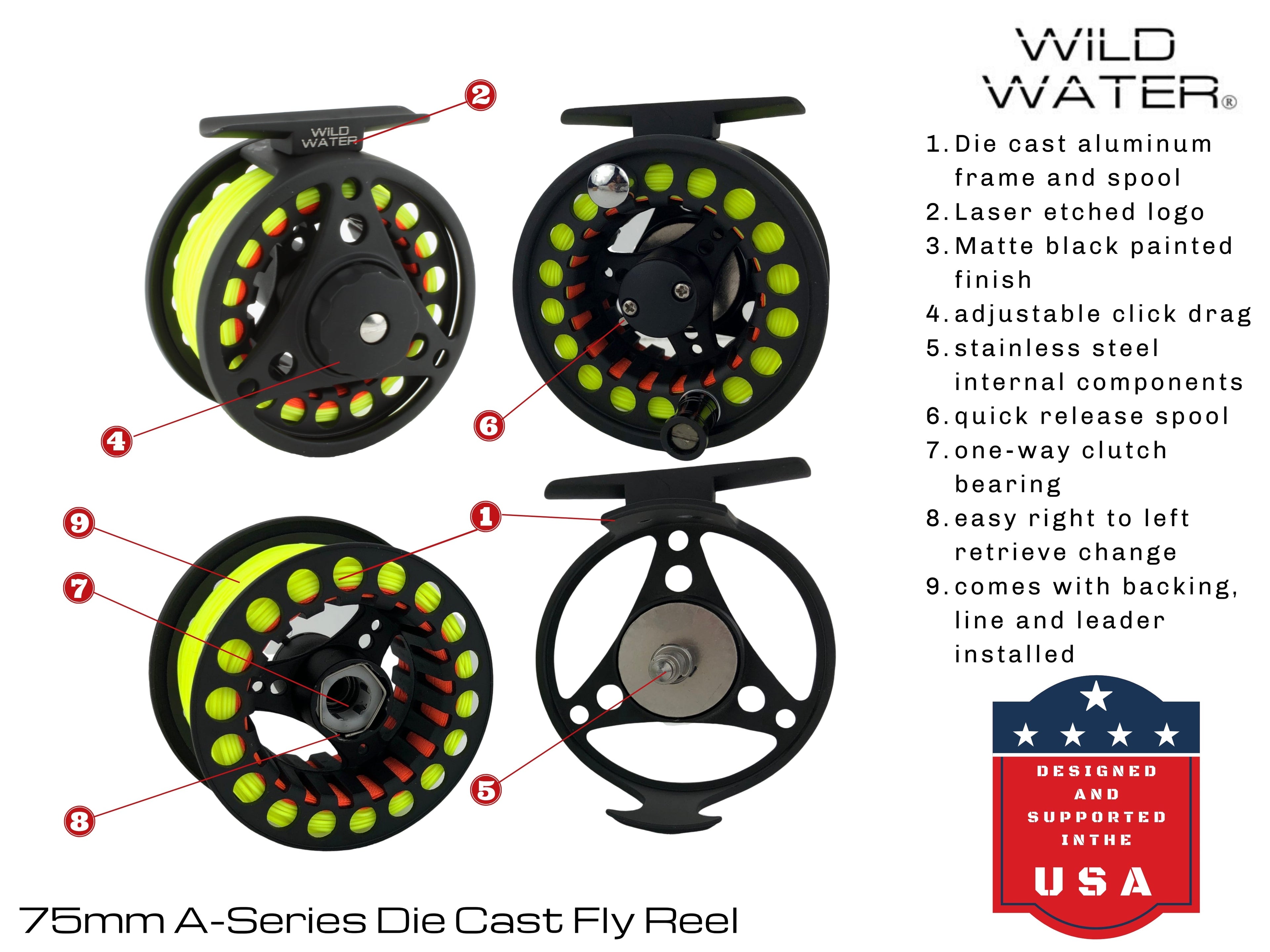 Die Cast 3 Weight or 4 Weight Fly Reel, Floating WF 3wt Line | 20