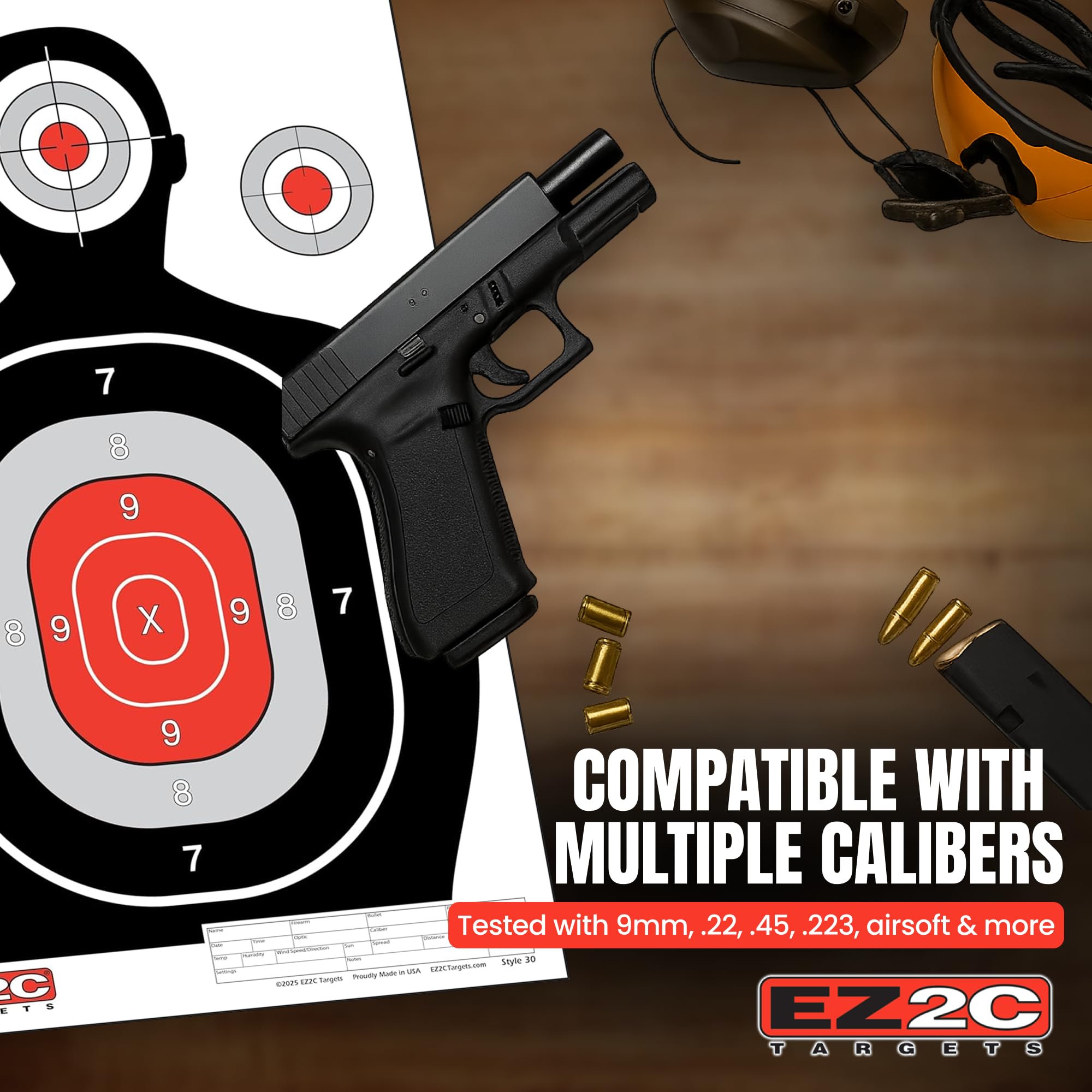 50 EZ2C 12"x18" Silhouette Shooting Paper Target USA MADE Premium Targets for Range (Peel-Off Pad 50)
