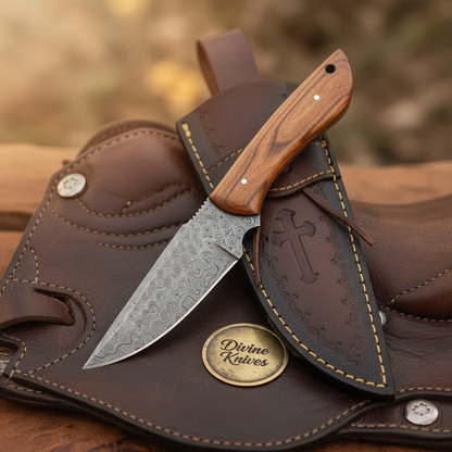 Rosewood Handle Compact Hunting Knife for Hunting and Outdoor Tasks
