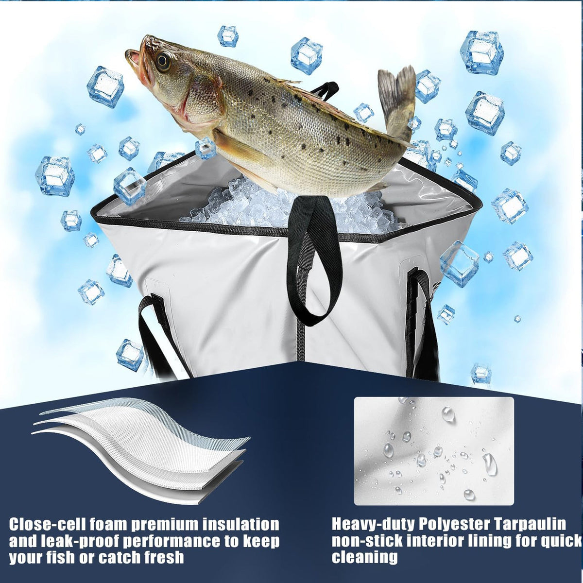 48x18" Insulated Fish Cooler Bag with Shoulder Strap