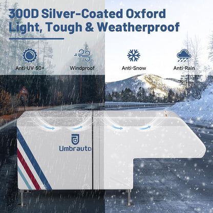Umbrauto Slide-In Truck Camper Cover — 300D Oxford Waterproof RV Cover, Silver-Coated All-Weather Protection with Windproof Straps &amp; Air Vents