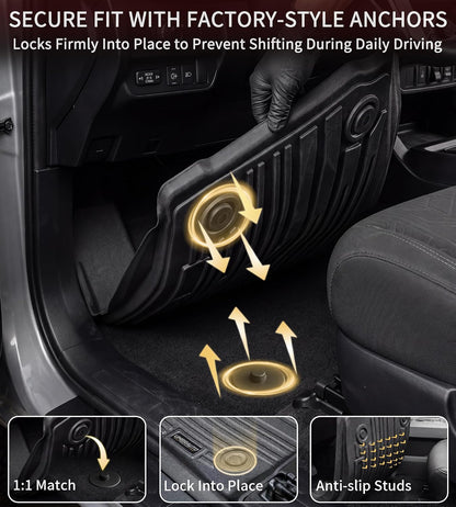 Umbrauto Floor Mats for Toyota Tacoma 2024 2025 2026 Double Cab Auto Tran (Not for Hybrid), All Weather TPE Truck Floor Liners Custom Fit Tacoma TRD/SR/SR5/Limited, 3D Laser Scanned Waterproof Car Rug