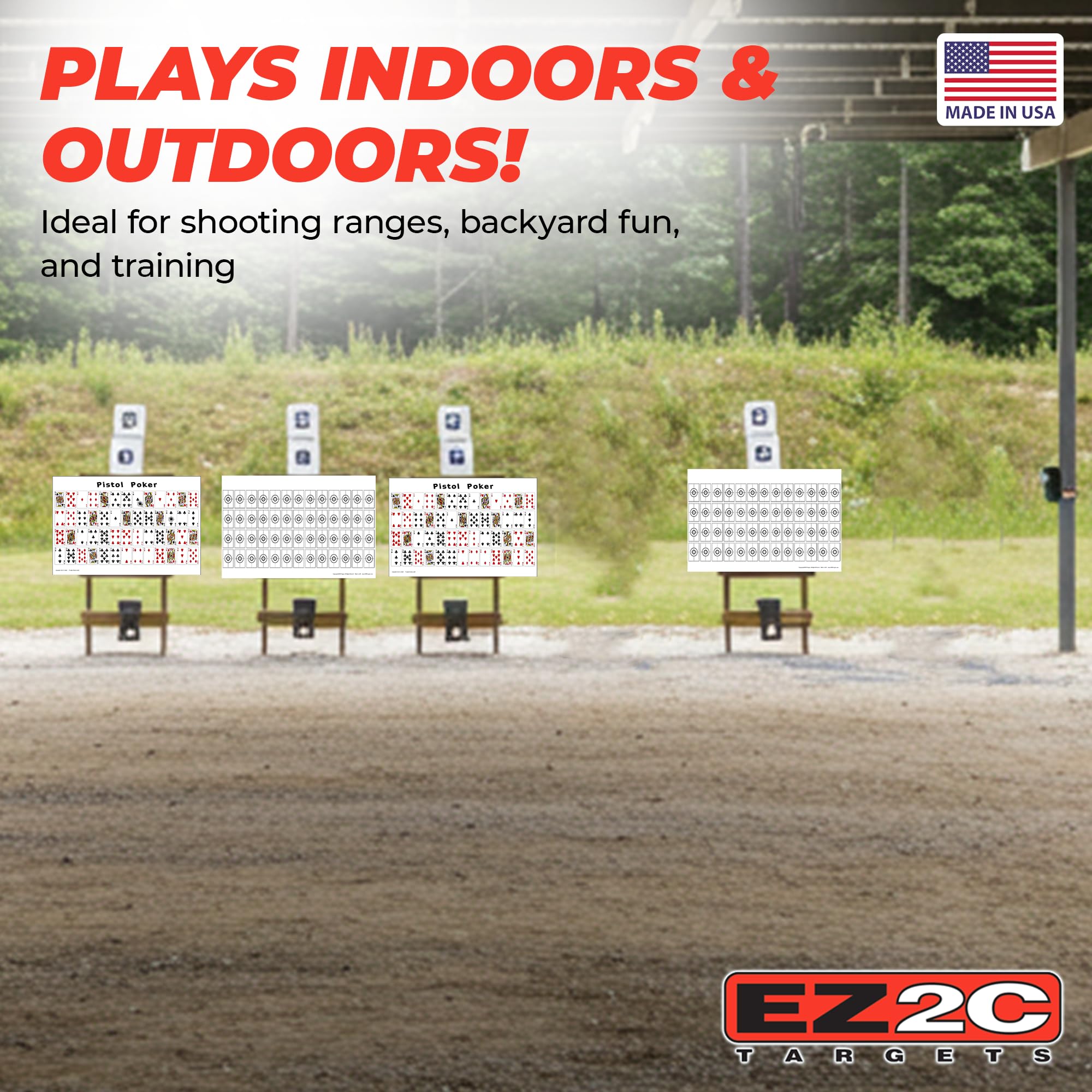 20 EZ2C Pistol Poker Paper Shooting Targets 12"x18" 20 pack USA MADE