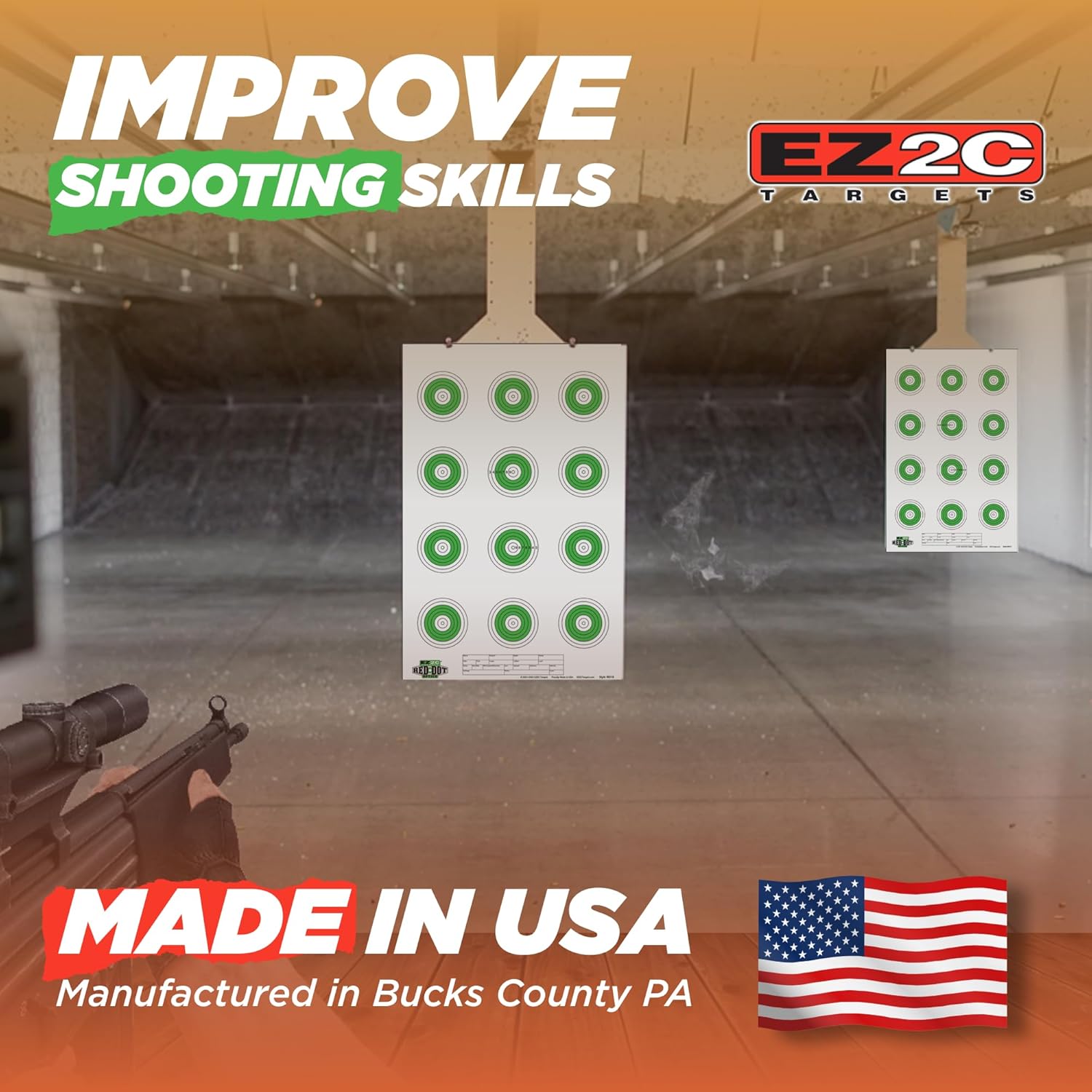 25 EZ2C Targets Style 27/RD10: Small-bore 50ft Paper Shooting Target 11"x17" USA MADE Pad of 25