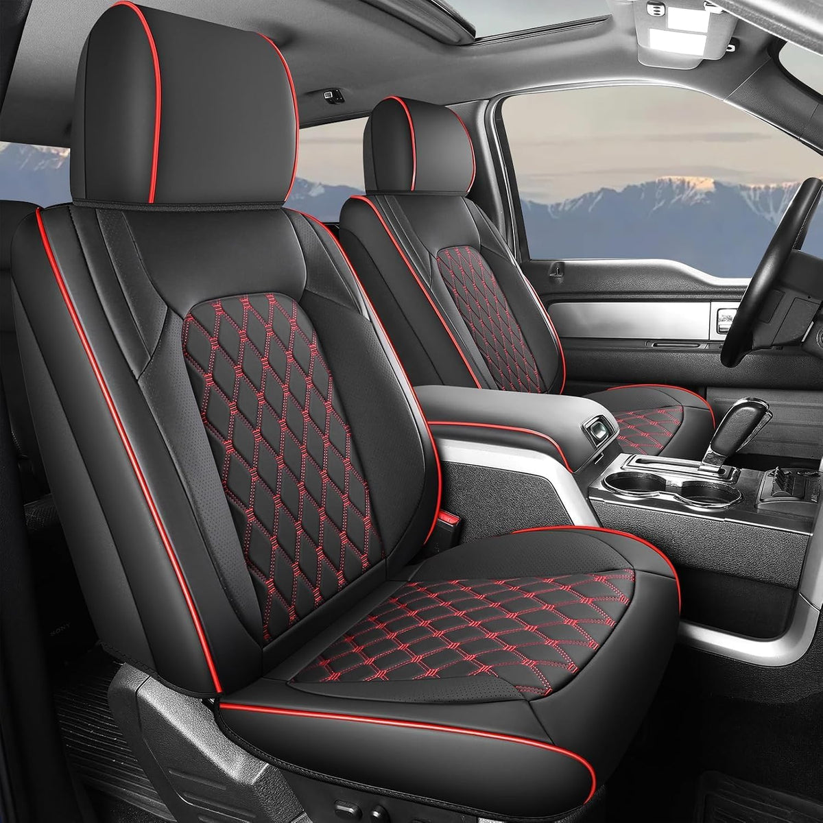 Umbrauto Leather Seat Covers for Silverado/Sierra, Waterproof Custom Full Set Seatcovers for Chevy Silverado/GMC Sierra 2007-2013 &amp; 2019-2026 1500, 2020-2026 2500HD 3500HD Crew/Double/Extended Cab