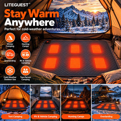 LITEGUEST 6-Zone Heated Tent Floor Mat | Large USB Heated Camping Mat
