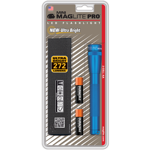 SP2P Mini Maglite Pro 2 AA-Cell LED Flashlight w/ Holster - Blue (Open Box)