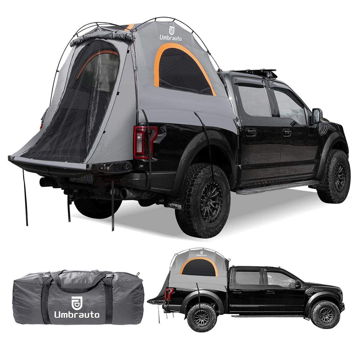 Umbrauto 6.4-6.7FT Truck Bed Tent for 2 Person | 10-Min Quick Setup Waterproof PU3000 Camping Tent for Pickup Trucks