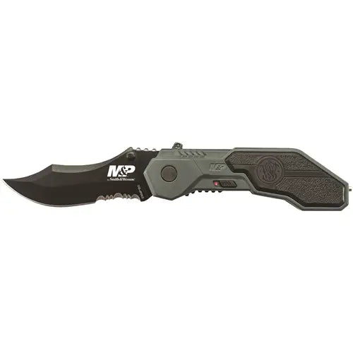 M&amp;P M.A.G.I.C. Assist Black w/40% Serrated Scooped Back Drop Point