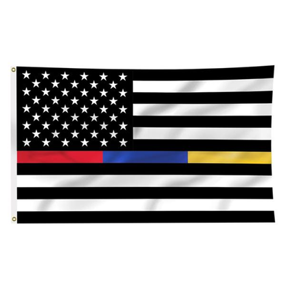 Thin Blue Line American Flag with Grommets