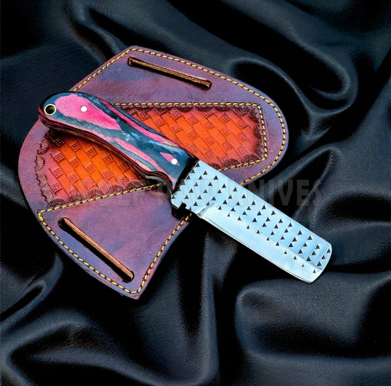 Multicolor Pakkawood Rasp Bull Cutter Knife With Full Tang Blade