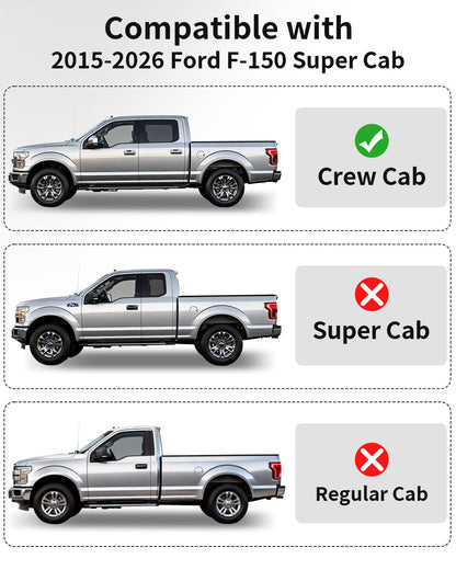 Umbrauto Custom Fit Floor Mats for Ford F150 SuperCab (Extended Cab) 2015-2025 2026 (Not for SuperCrew Cab), All Weather TPE Automotive Pickup Truck Liners for Front &amp; Rear Row