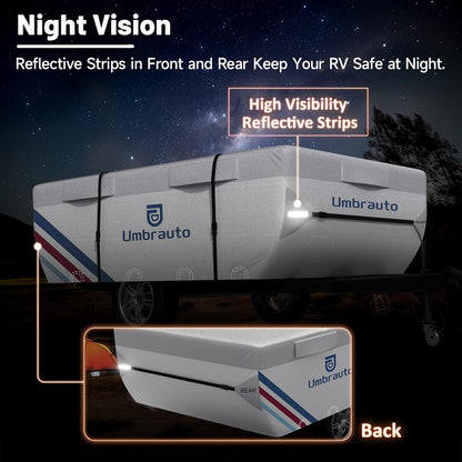 Umbrauto Pop Up Camper Cover, Folding Tent Trailers, 300D Silver Oxford, Waterproof, Windproof, Sun-Resistant, Tear-Resistant, Heavy-Duty RV Cover with Straps &amp; Air Vents